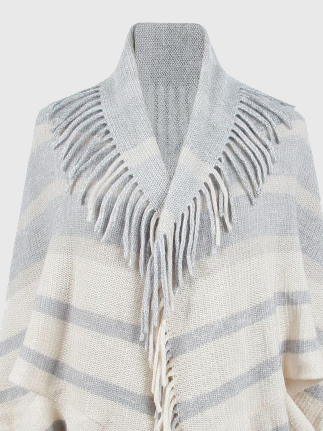 Fringe Detail Open Front Poncho