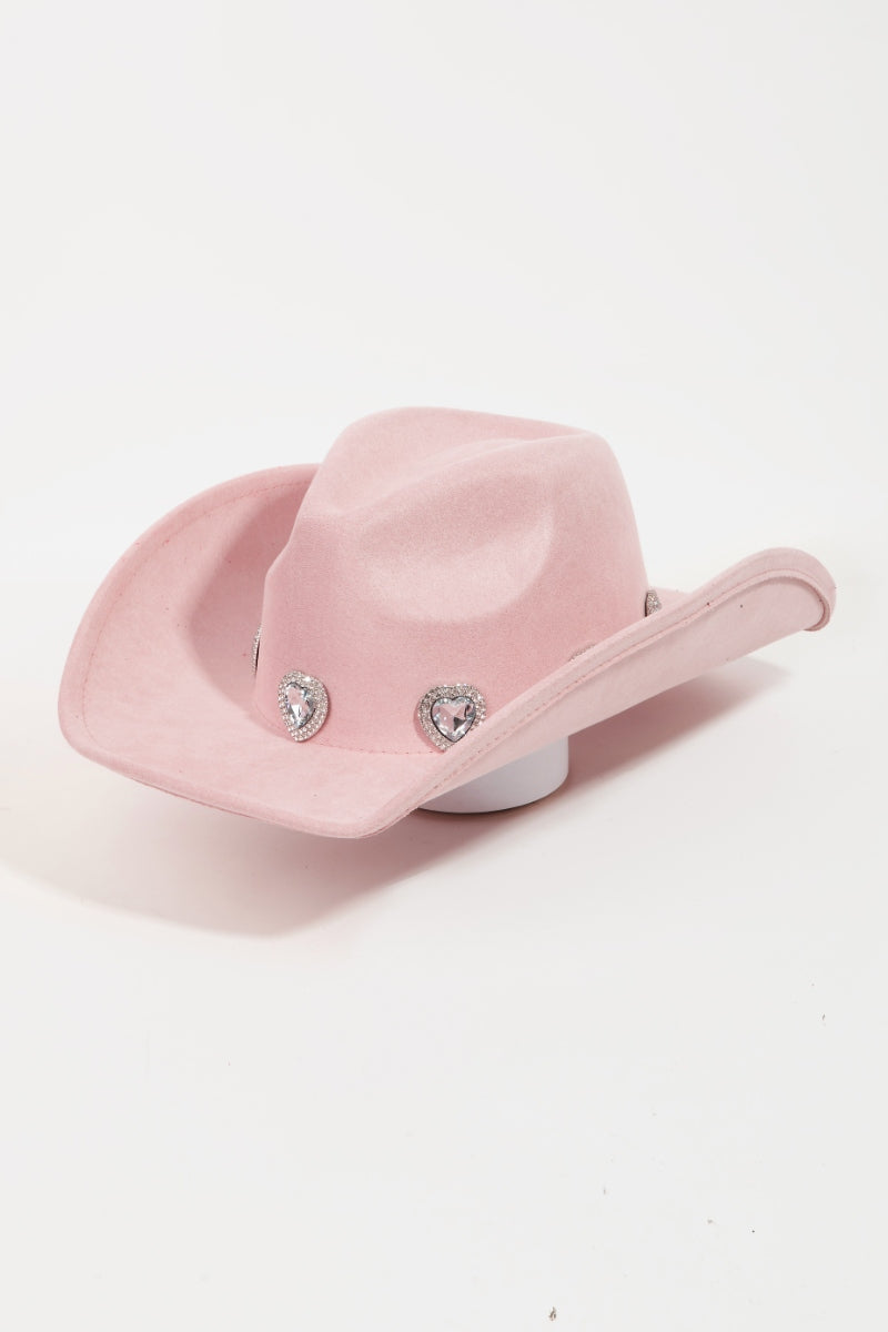 Glamorous Rhinestone Cowboy Hat
A stylish pink cowboy hat adorned with sparkling rhinestones, perfect for adding a touch of western-inspired flair to any outfit.