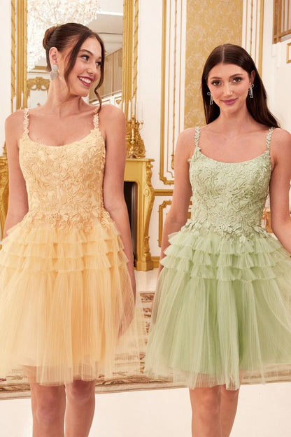 Pleated A-Line Tulle Skirt Short Cocktail & Homecoming Dress CD9310