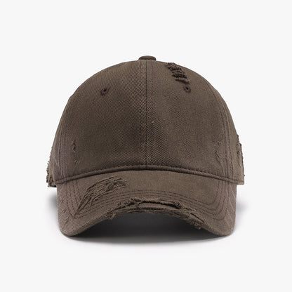 Distressed Adjustable Cotton Hat in Khaki