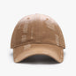 Adjustable cotton baseball cap in distressed tan shade with subtle embellishments, featuring a structured design for versatile casual style.