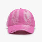 Distressed Adjustable Pink Cotton Baseball Cap