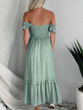 Load image into Gallery viewer, Perfee Frill Smocked Off-Shoulder Ruffle Sleeve Dress