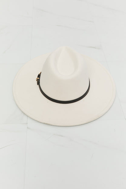 Classic cream fedora hat with sleek black band