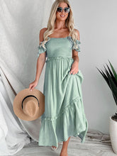 Load image into Gallery viewer, Perfee Frill Smocked Off-Shoulder Ruffle Sleeve Dress