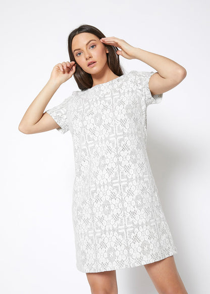 Women's Flower Embossed Shift Dress