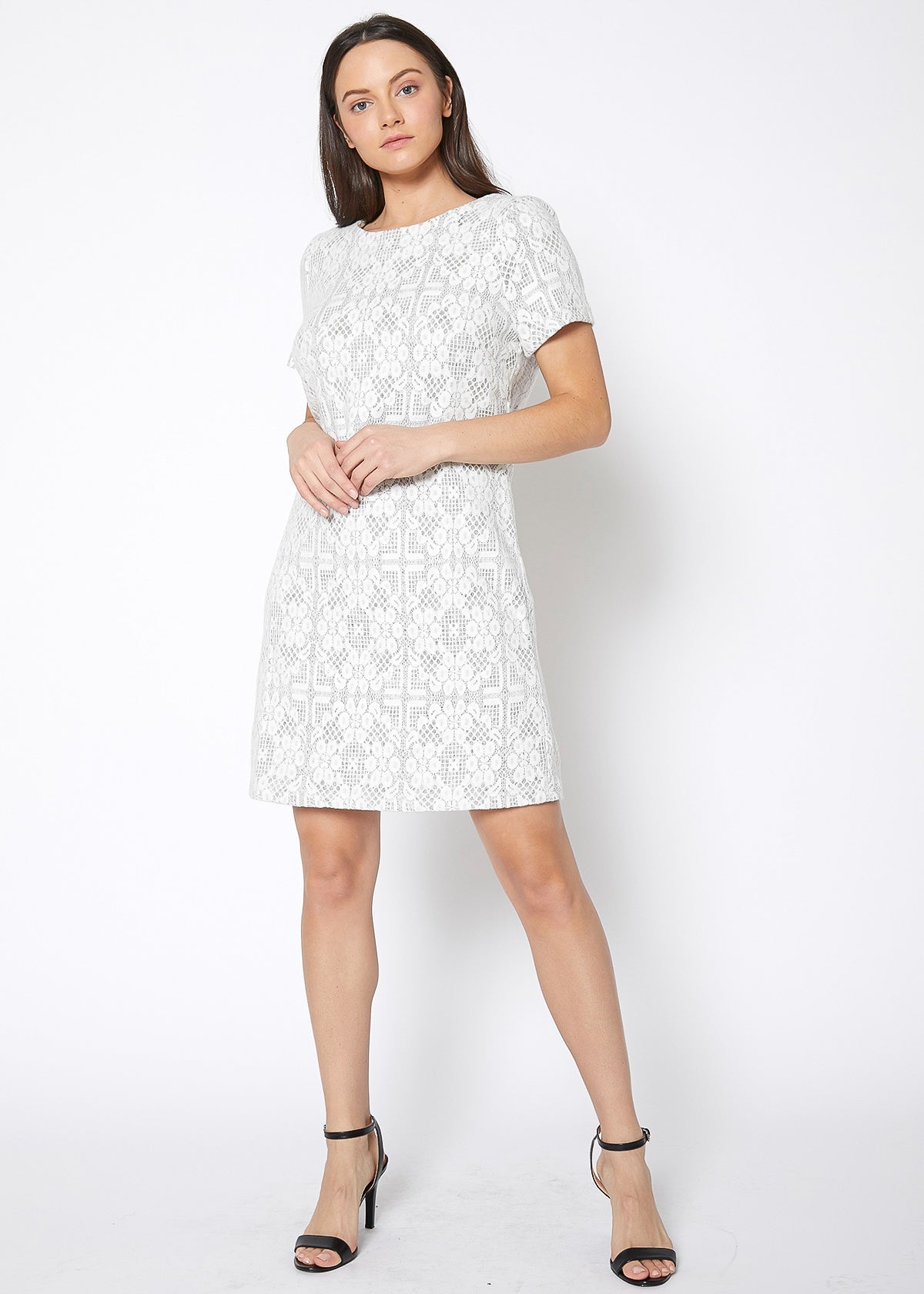 Women's Flower Embossed Shift Dress