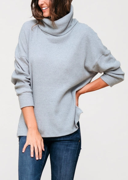 Women's Turtle Neck Ribbed Oversize Sweater Top