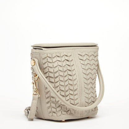 Anna Woven Leather Bag Grayish Beige