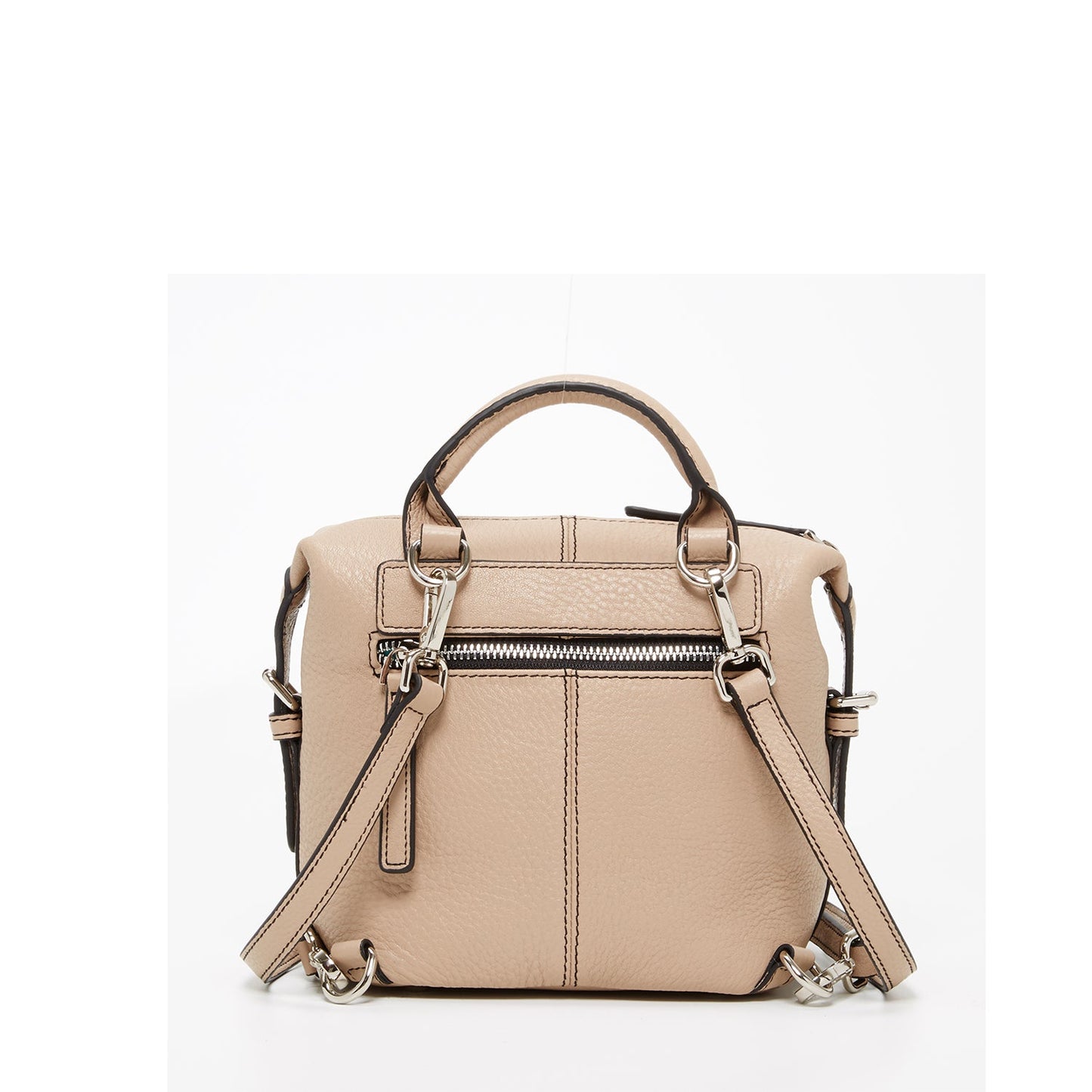 Ashley Small Leather Backpack Purse Beige