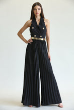 Load image into Gallery viewer, Gold Button Front Detail Elegant Black Jumpsuit