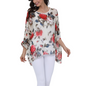 Womens Rose Floral Print Chiffon Top Tops & Blouses LoveAdora