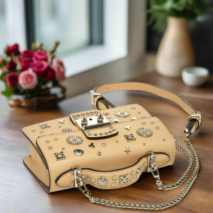 Designer Ladies Leather Handbag Studded 