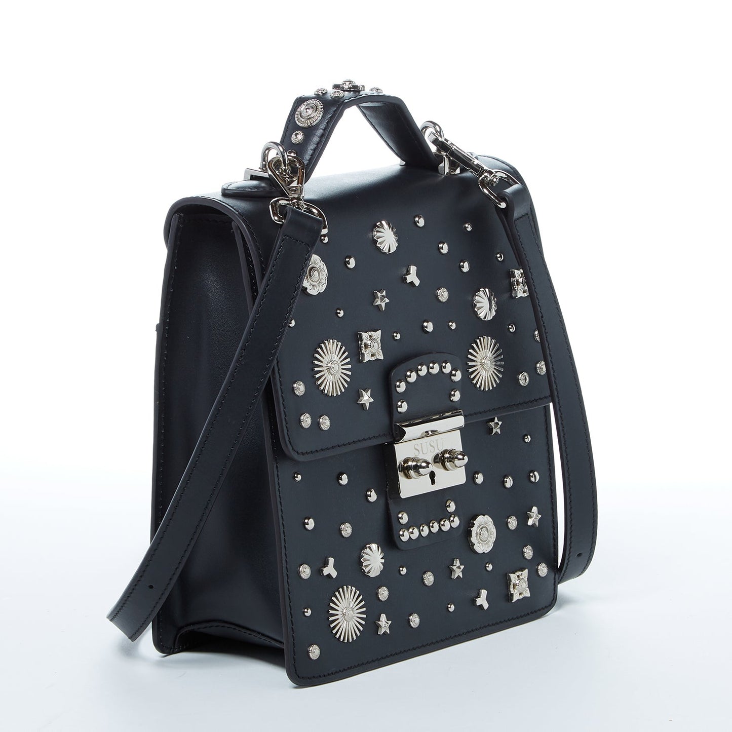 The Hollywood Backpack Purse Leather Black