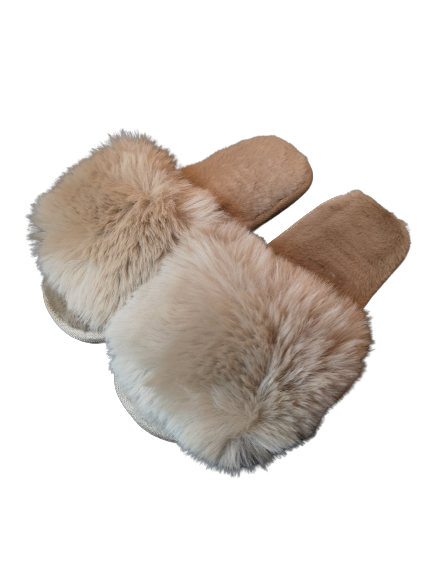 Plush Camel-Colored Fluffy Slippers