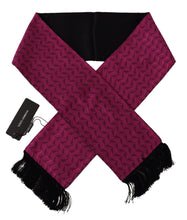 Load image into Gallery viewer, Dolce &amp; Gabbana Magenta Geometric Patterned Shawl Fringe Silk Scarf
