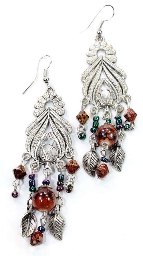 Bohemian Queen Marbled Bead Earrings Earrings LoveAdora