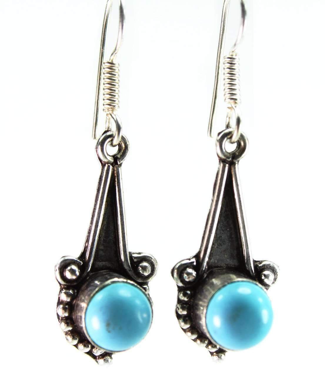 Turquoise Round Stone Earrings Earrings LoveAdora