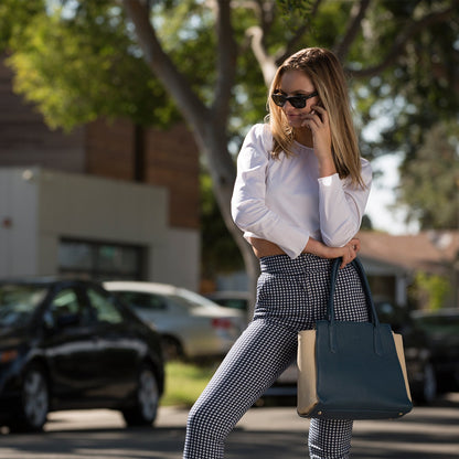 Jody Blue Ivory Leather Tote Bag