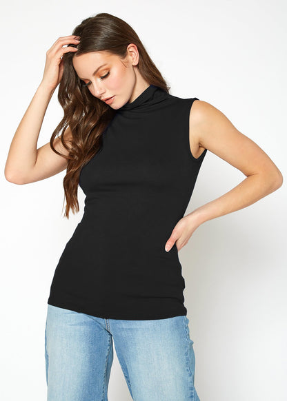 Sleek black turtle neck top for modern styled women