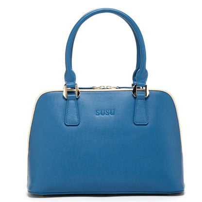 Melissa Blue Saffiano Leather Satchel Bag