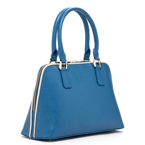 Melissa Blue Saffiano Leather Satchel Bag