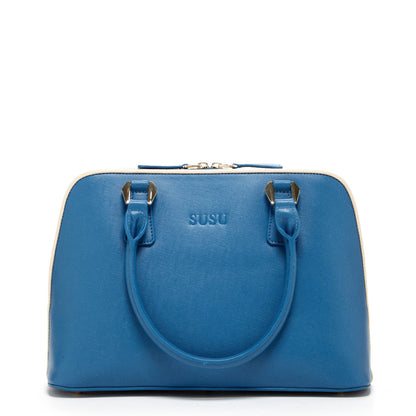 Melissa Blue Saffiano Leather Satchel Bag