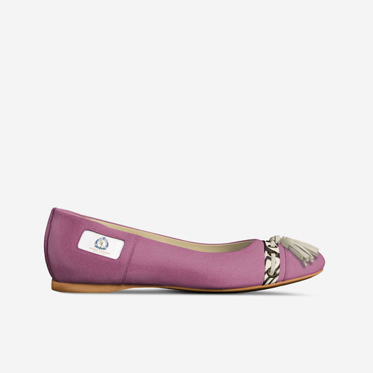 Elegant Sasha London Misty Ballerina Shoe - Chic and comfortable purple ballet flat with stylish chain accent