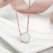 Load image into Gallery viewer, Round Opal Pendant Necklace-Rose Gold