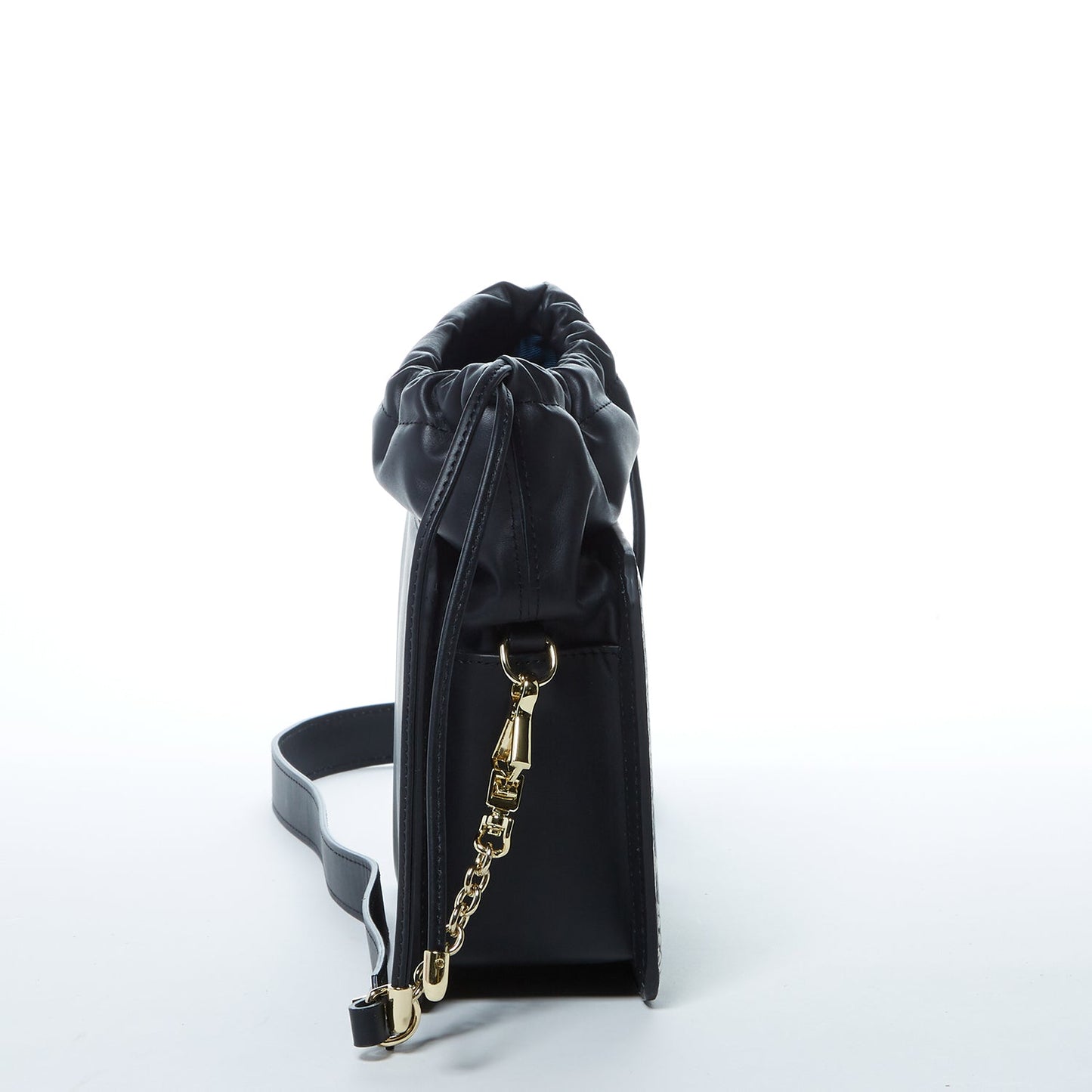 Patricia Black Leather Bucket Bag Snakeskin Design