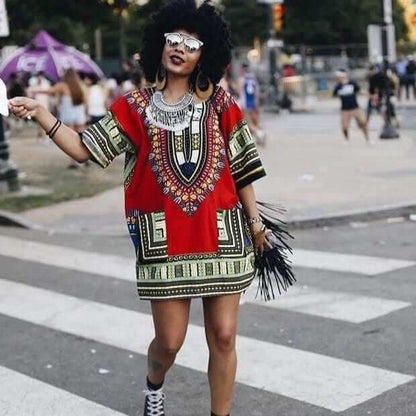 Red Dashiki Printed Unisex African Shirt