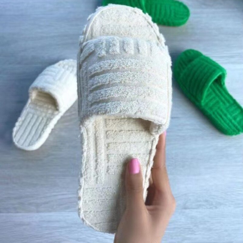 Cozy Embossed Cotton Fur Slippers