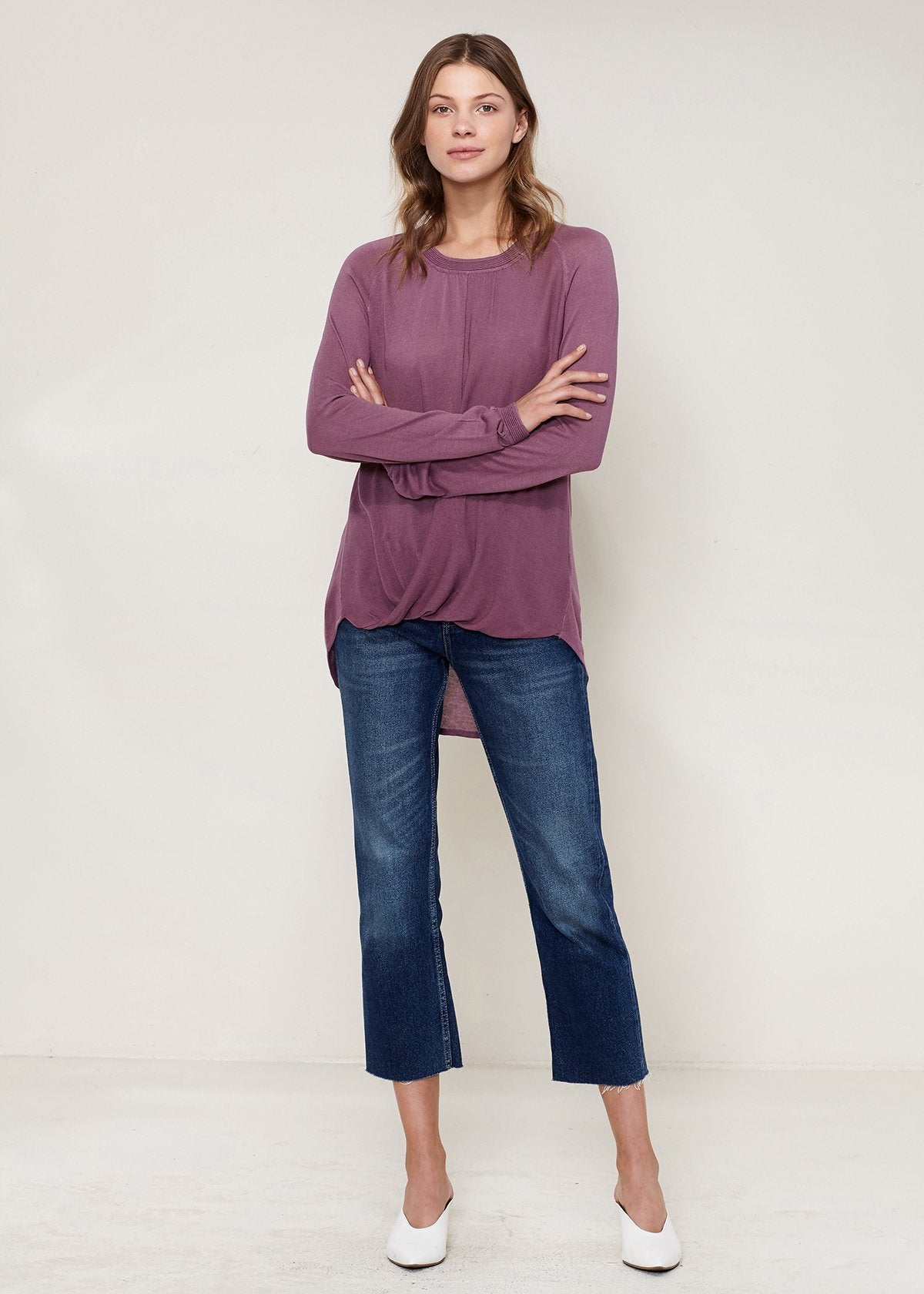 Women's Wrap Hem Sweater In Fig