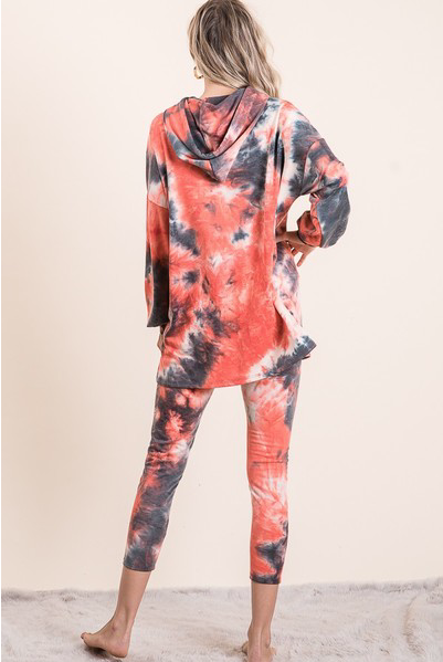 Vibrant Tie-Dye Yoga Set with Hooded Top