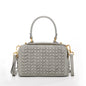 Kayla Light Gray Weave Leather Crossbody Purse