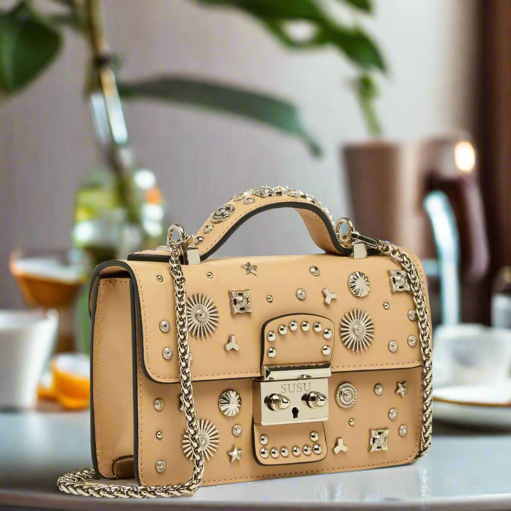 The Hollywood Designer Leather Studded Handbag