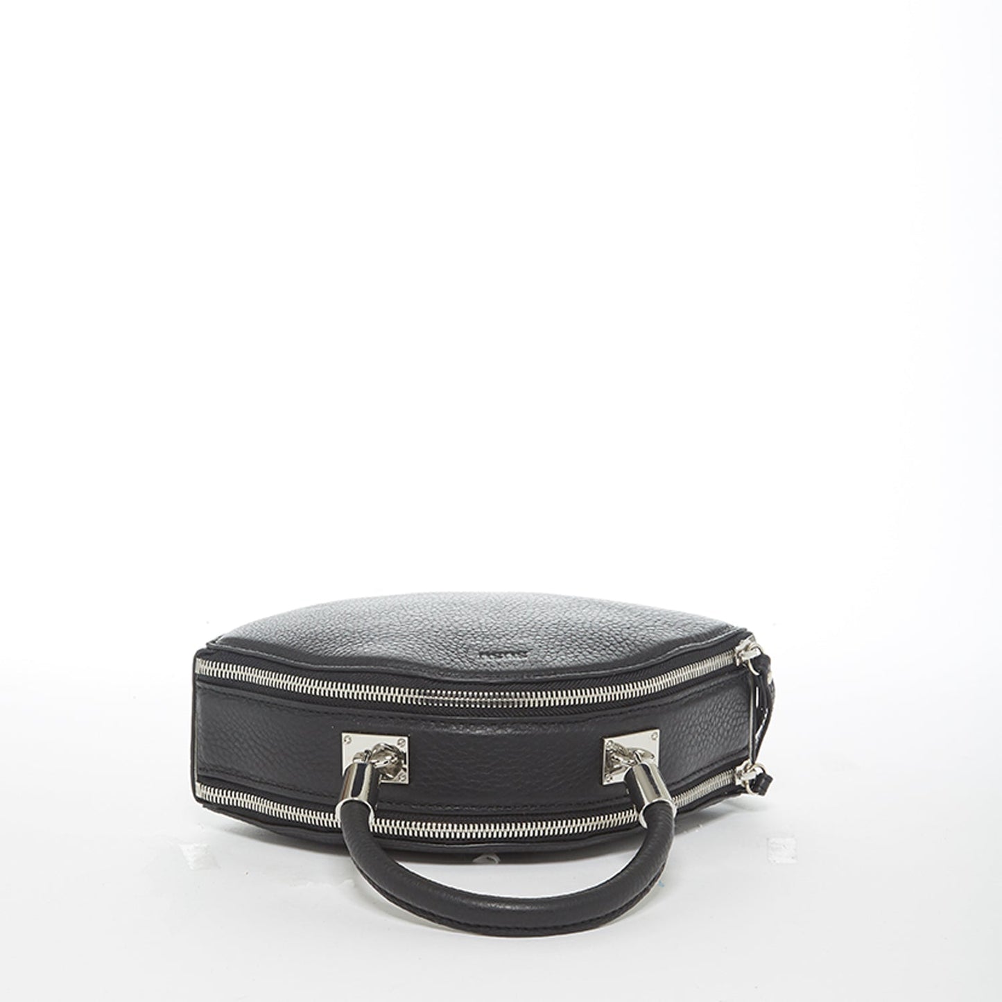 Kiss Circle Shape Leather Crossbody Bag Black