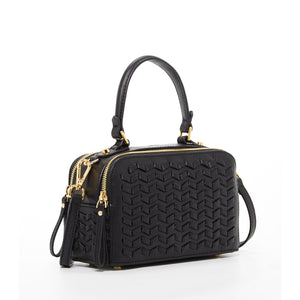 Kayla Woven Leather Bag Black