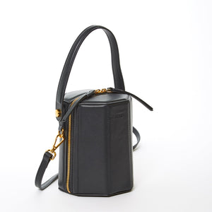 Harper Black Leather Bucket Bag