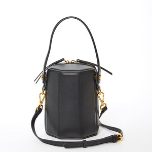 Harper Black Leather Bucket Bag