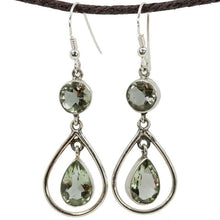 Load image into Gallery viewer, Round and Pear Shaped Prasiolite Danglers Earrings LoveAdora