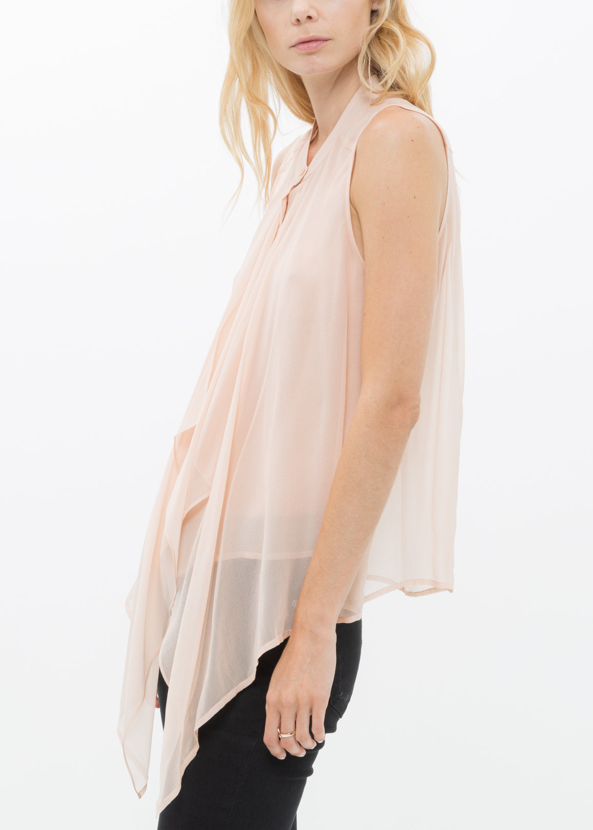 Elegant 100% Silk Drape Blouse Top by Lemon Hera, featured in a light, flowing design.