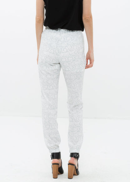 Women's High Waist Printed Pants In Ivory Silver