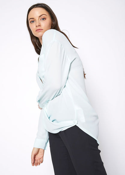 V-Neck Wrap Hem Blouse