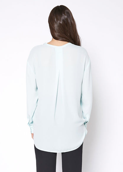 V-Neck Wrap Hem Blouse