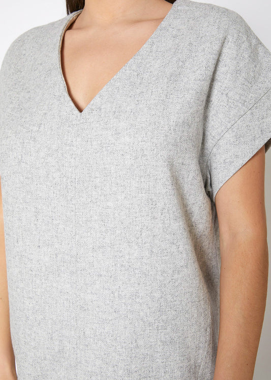 Women's Casual Heather Grey V-Neck Dress