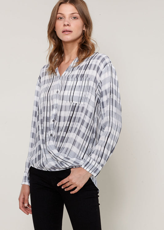 Printed Wrap Hem Blouse