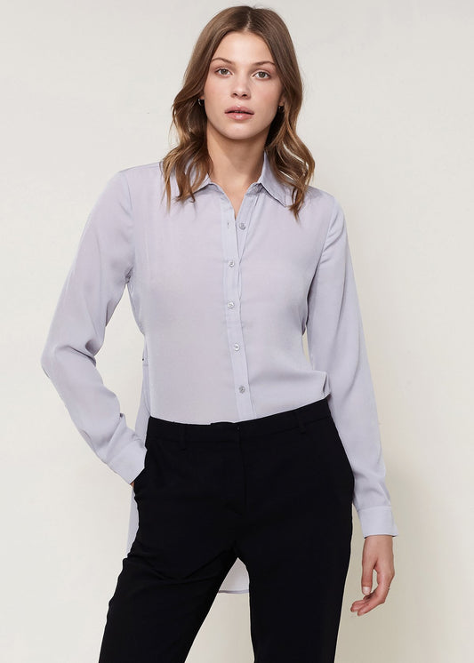 Women's Noir Belted Hi-lo Blouse In Dove Silver