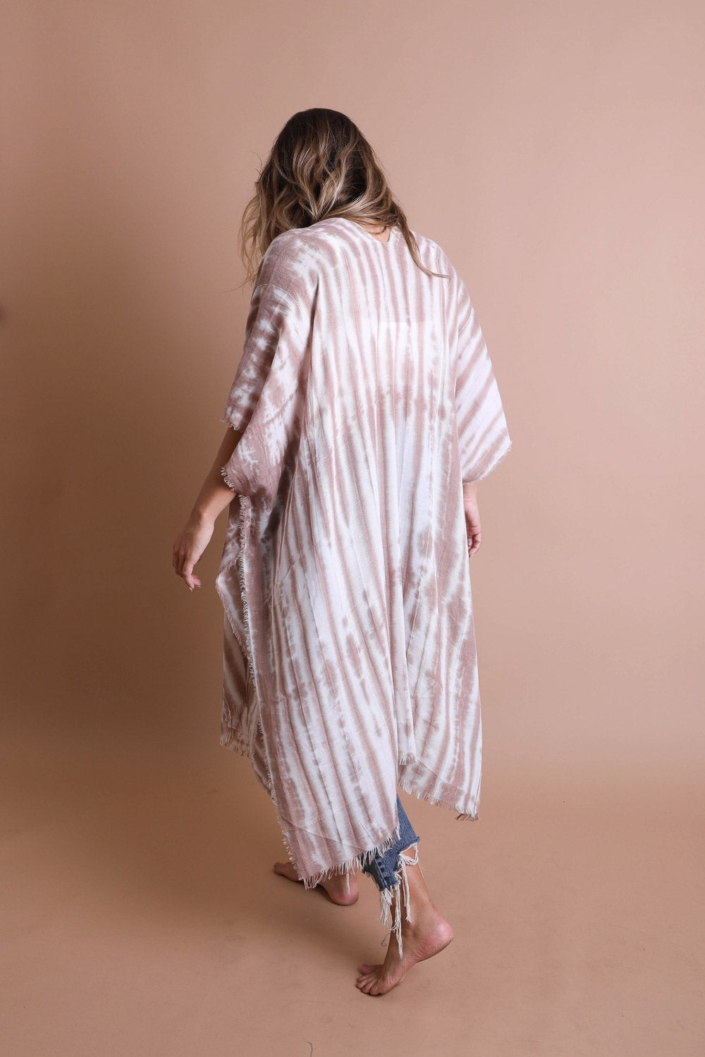 Tie Dye Frayed Kimono