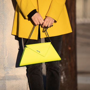 Angelica Electric Yellow Leather Clutch Purse